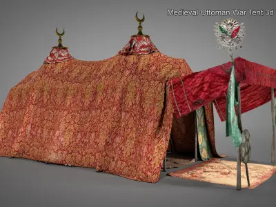  Medieval Ottoman War Tent  Set 3d model 3D model