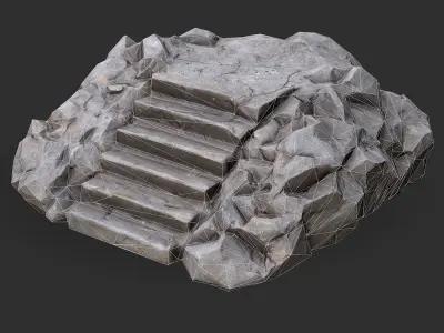 stairs stone 02 Low-poly 3D model