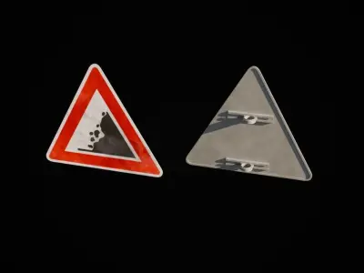 Czech road signs pack - Warnings Low-poly 3D model