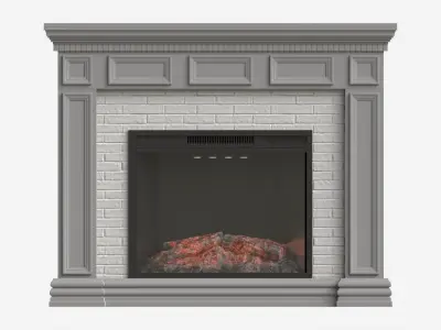 Fireplace in Faux Stone and Wood Delaro 3D model