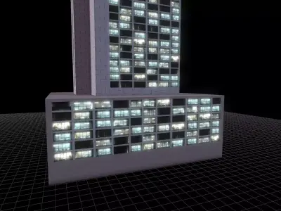 Building at Night - LowPoly Low-poly 3D model