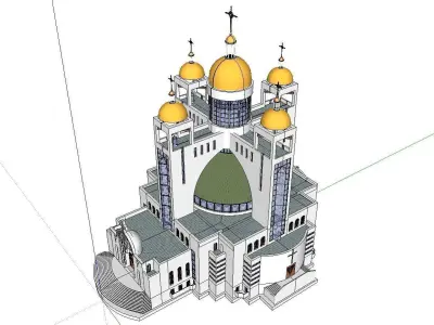 Architecture-Religion-God-Culture-Temple-096 church with two ... 3D model