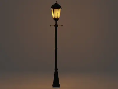 Lantern in the park with light PBR  Game-ready Low-poly 3D model