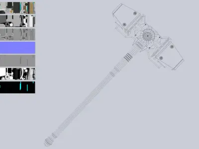 Scifi hammer Low-poly 3D model