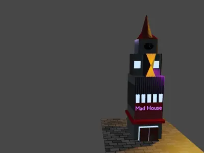Clock tower Low-poly 3D model
