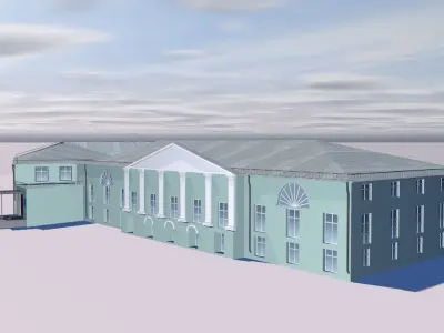 Manor building in snow 3D model