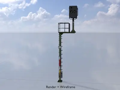 KS Railway Signal Post 7000mm Version-16 Low-poly 3D model