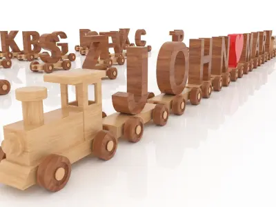 ALPHABET COLLECTION WITH TRAIN Low-poly 3D model
