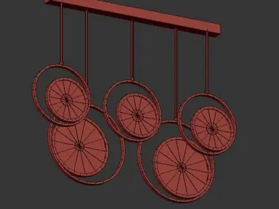 Caleo chandelier with four circles hanging from it 3D model