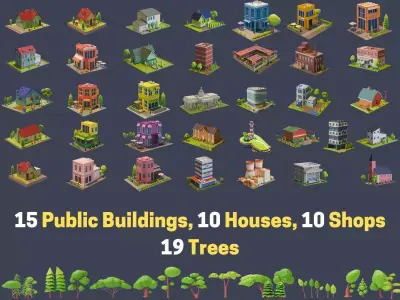 Cartoon Houses and Buildings 3D Model Collection 3D Model Pack