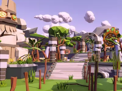 Low Poly Medieval Village - Unity URP 3D model