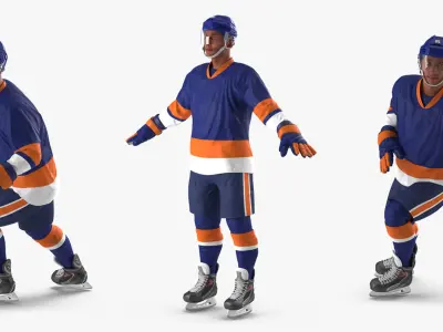  Hockey Player Generic 5 Rigged for Cinema 4D 3D Model 