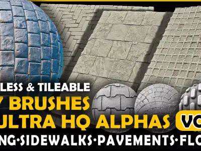 Ultra HQ Paving Seamless Sculpt Zbrush brushes and Alphas Vol1 3D model