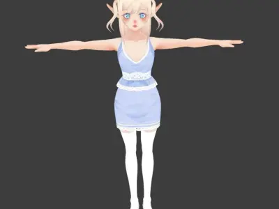 2 Cute Anime girls characters collection g3 Low-poly 3D model