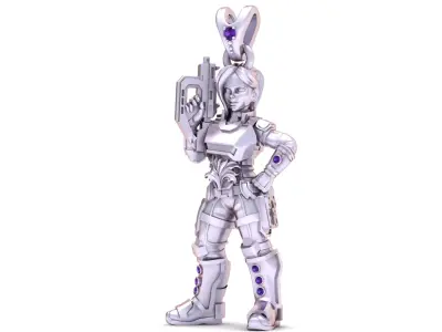 Futuristic Warrior Girl Pendant 3D Printable MODEL 3D print model