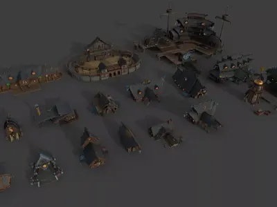 Viking City Package Low-poly 3D model