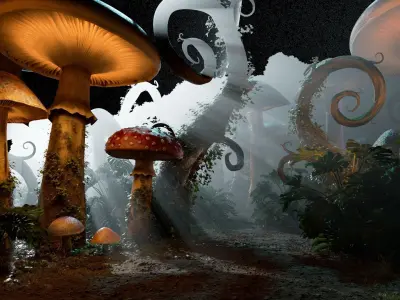 Mushroom forest 3D model