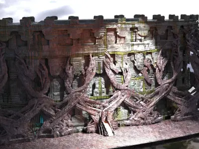 Forest Sci fi fi temple wall 4 3D model