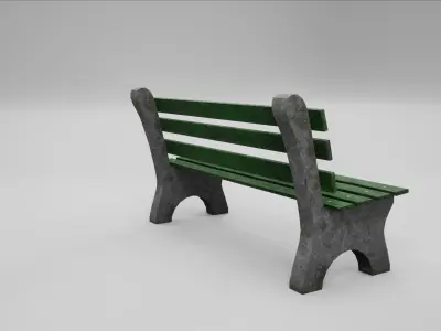 Worn wooden bench Low-poly 3D model