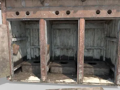Abandoned Wooden Toilets 3D model