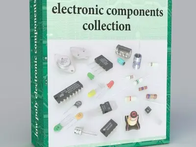 electronic components Low-poly 3D model