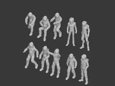 Mobile suit gundam pilot and mechanic team figure 3D print model