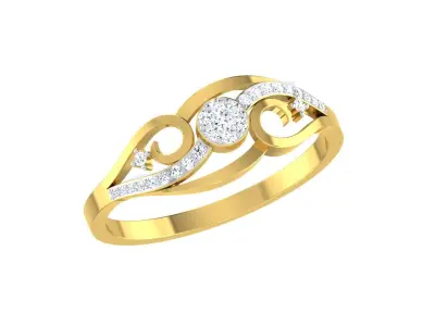 Light Weight Gold Diamond Rings-R-4101 3D print model