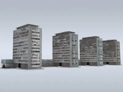 Slum Residential Towers Low-poly 3D model