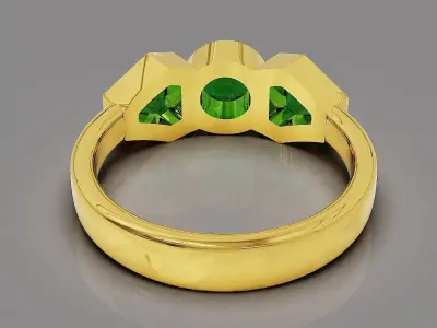 Bezel set round and calf shape diamonds three stone ring Free 3D print model