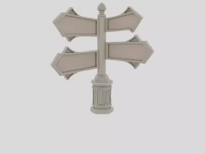 Fantasy Wooden Market Signpost for 3D print 3D model