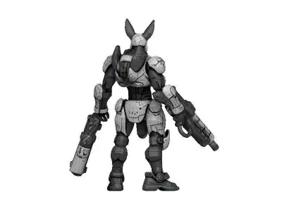 Doberman Cyborg Low-poly 3D model
