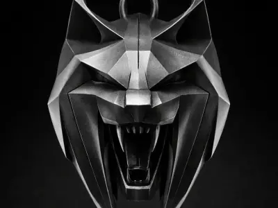 Geometric Wolf Head Pendant 3D print model