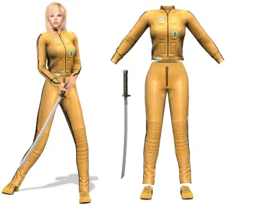Full Yellow and Black Outfit Low-poly 3D model
