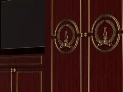 Classic Wardrobe Furniture 0401 Wood Low-poly 3D model