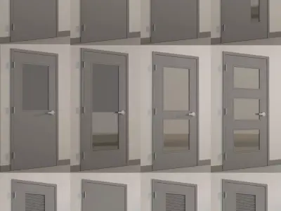 Doors office door with glass window 3D model