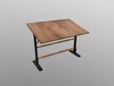 Wooden Drawing Table Architectural Free 3D model