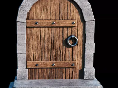 Medieval-style door Low-poly 3D model