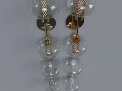 light 1 pair of glass and metal wall lights 3D model