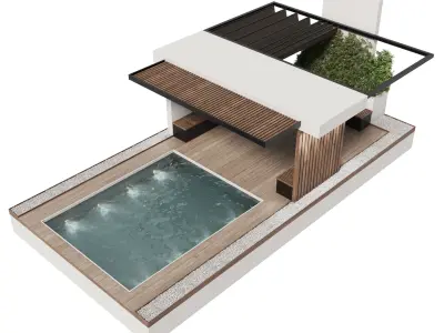 Landscape Furniture with pool and Roof garden 20 Low-poly 3D model