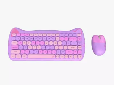 Wireless Keyboard Mouse Set Purple Tones Version 3D model