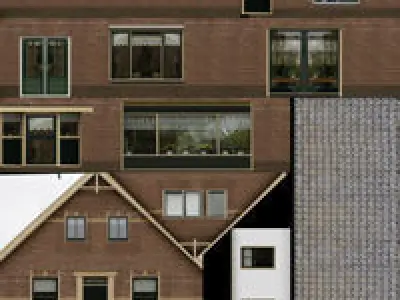 Low-Poly Houses brick building with roof Low-poly 3D model