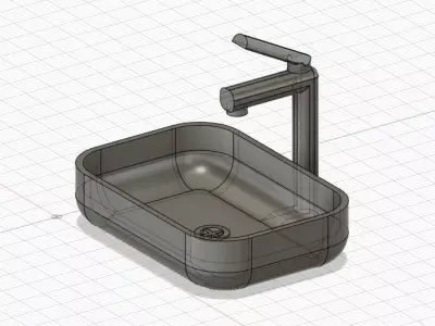 Sink Washbasin for Doll House and Barbie House 3D Print Model 3D print model
