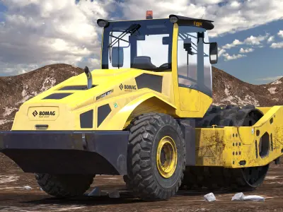 BOMAG BW226 PDH5 Single Drum Compactor Dirty 3D model