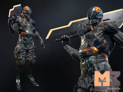 Sci-Fi Character 03 Yakuza Low-poly 3D model