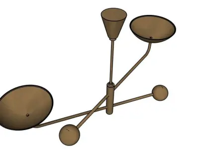 2 Light Curved Sputnik Chandelier  3D model