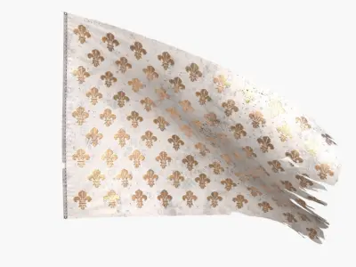 Royal French Flag until 1792 Low-poly 3D model