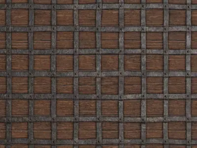Reinforced Medieval Iron-Bound Wood PBR Texture