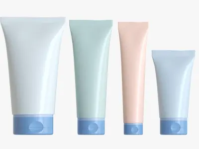 Cosmetics tube set 01 mockup 3D model