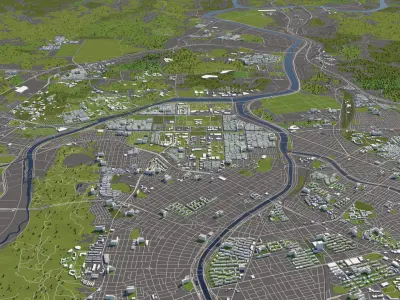 Daejeon South Korea 50x50km City Map 3D model