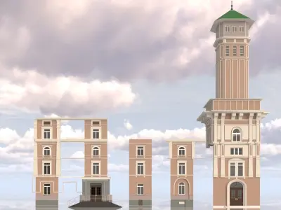 Classic residential building for the European Street 4 3D model